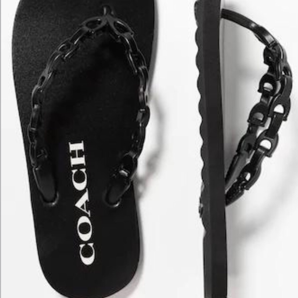 Brand new Coach sirena chain link flip flops